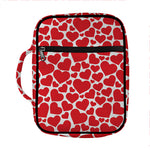 Red And White Heart Pattern Print Front Pocket Bible Bag