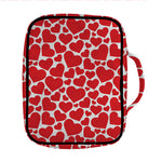 Red And White Heart Pattern Print Front Pocket Bible Bag