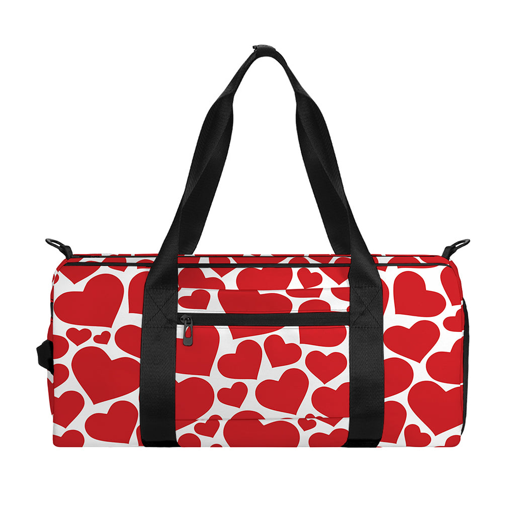 Red And White Heart Pattern Print Gym Bag