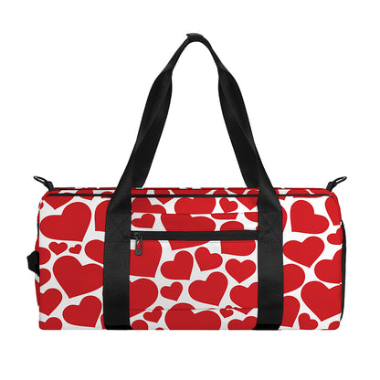 Red And White Heart Pattern Print Gym Bag