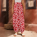 Red And White Heart Pattern Print Harem Pants