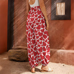Red And White Heart Pattern Print Harem Pants