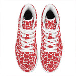 Red And White Heart Pattern Print High Top Leather Sneakers