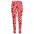 Red And White Heart Pattern Print High-Waisted Pocket Leggings
