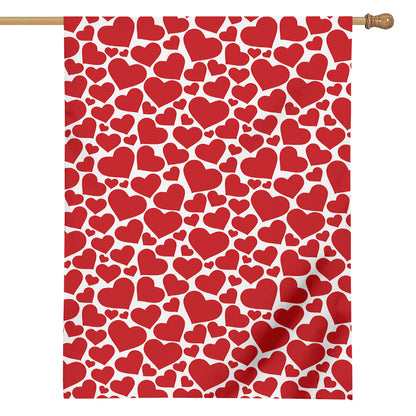 Red And White Heart Pattern Print House Flag