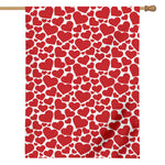 Red And White Heart Pattern Print House Flag