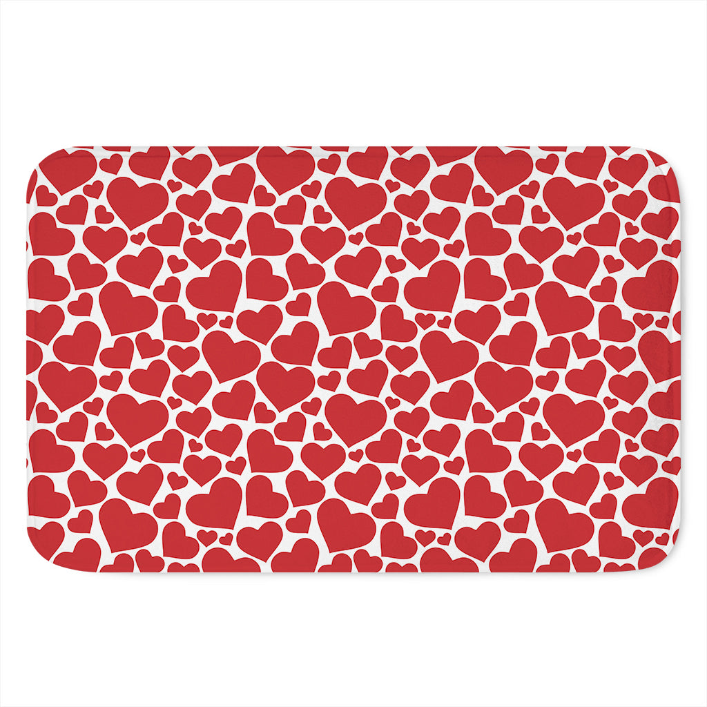 Red And White Heart Pattern Print Indoor Door Mat