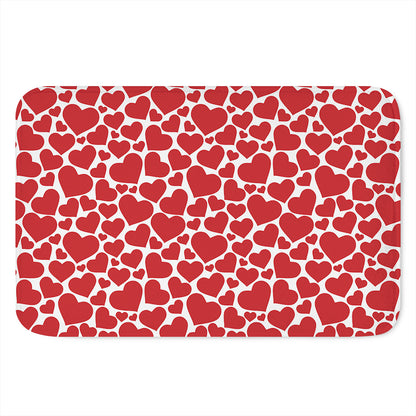 Red And White Heart Pattern Print Indoor Door Mat