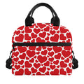 Red And White Heart Pattern Print Insulated Lunch Bag