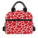 Red And White Heart Pattern Print Insulated Lunch Bag