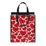Red And White Heart Pattern Print Insulated Lunch Tote