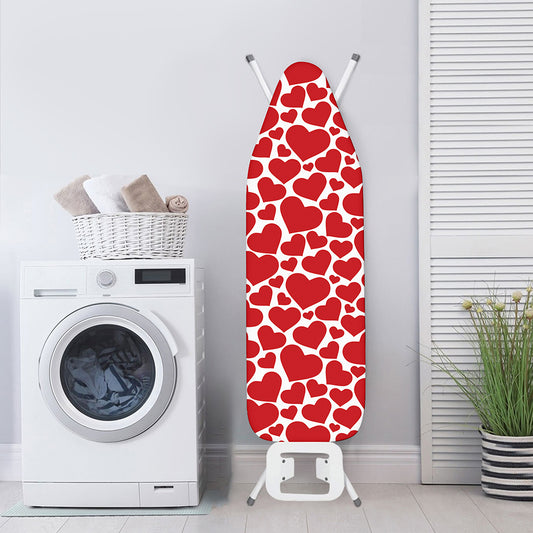 Red And White Heart Pattern Print Ironing Board Cover