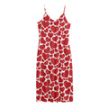 Red And White Heart Pattern Print Jersey Midi Cami Dress
