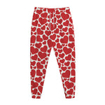 Red And White Heart Pattern Print Jogger Pants