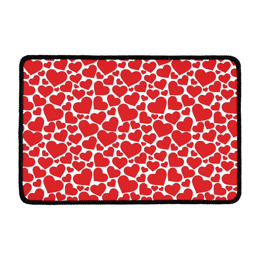 Red And White Heart Pattern Print Kitchen Mat