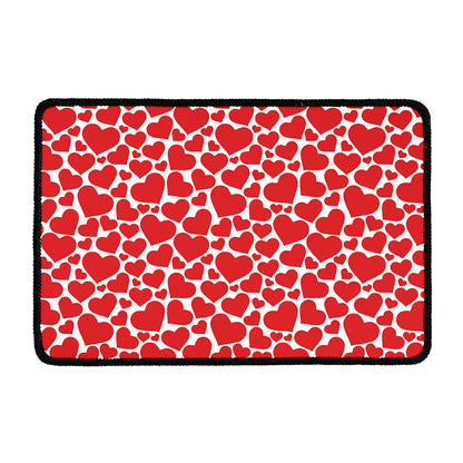 Red And White Heart Pattern Print Kitchen Mat