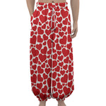 Red And White Heart Pattern Print Lantern Pants
