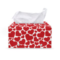Red And White Heart Pattern Print Leather Tissue Box Cover