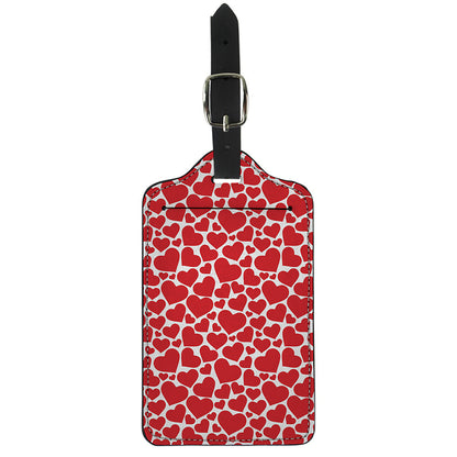 Red And White Heart Pattern Print Luggage Tag