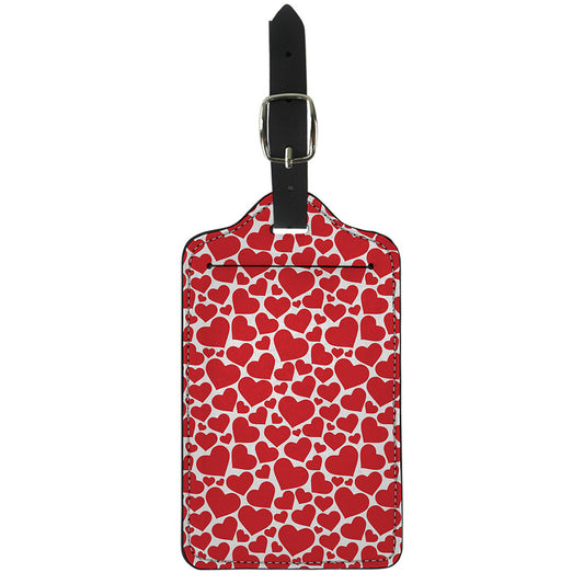 Red And White Heart Pattern Print Luggage Tag
