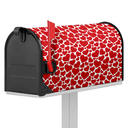 Red And White Heart Pattern Print Mailbox Cover