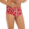 Red And White Heart Pattern Print Men's Briefs