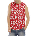 Red And White Heart Pattern Print Men's Fitness Tank Top