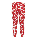 Red And White Heart Pattern Print Men's Leggings