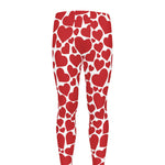 Red And White Heart Pattern Print Men's leggings