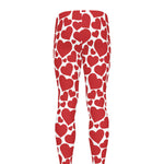 Red And White Heart Pattern Print Men's leggings