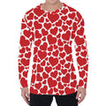 Red And White Heart Pattern Print Men's Long Sleeve T-Shirt