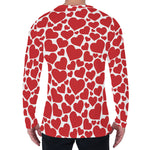 Red And White Heart Pattern Print Men's Long Sleeve T-Shirt