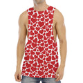 Red And White Heart Pattern Print Men's Muscle Tank Top