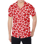 Red And White Heart Pattern Print Men's Shirt