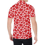 Red And White Heart Pattern Print Men's Shirt