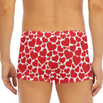 Red And White Heart Pattern Print Men's Short Boxer Briefs