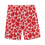 Red And White Heart Pattern Print Men's Sports Shorts
