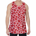 Red And White Heart Pattern Print Men's Velvet Tank Top