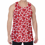 Red And White Heart Pattern Print Men's Velvet Tank Top