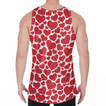 Red And White Heart Pattern Print Men's Velvet Tank Top
