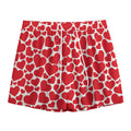 Red And White Heart Pattern Print Mesh Shorts