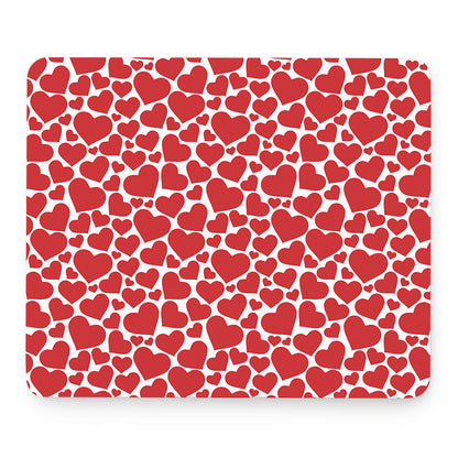 Red And White Heart Pattern Print Mouse Pad