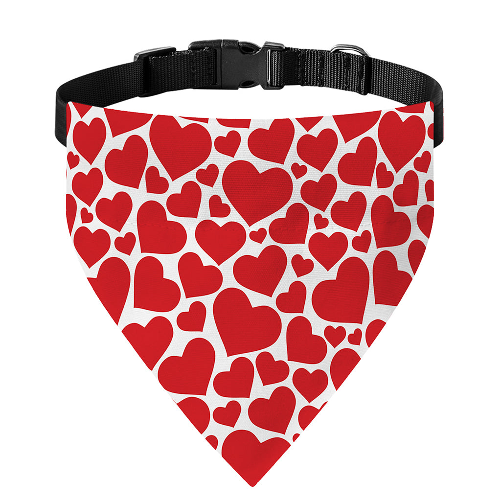Red And White Heart Pattern Print Over The Collar Dog Bandana