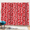 Red And White Heart Pattern Print Pencil Pleat Curtains