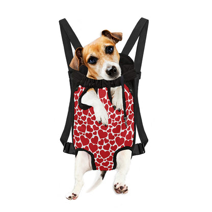 Red And White Heart Pattern Print Pet Carrier Backpack