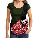 Red And White Heart Pattern Print Pet Sling Carrier