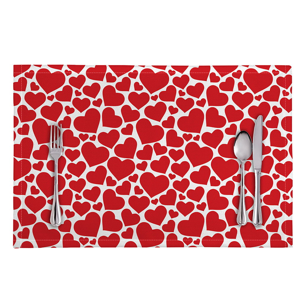 Red And White Heart Pattern Print Placemat