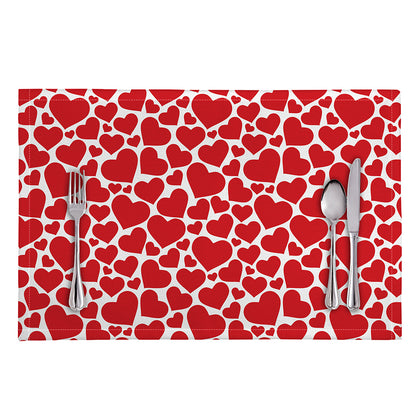 Red And White Heart Pattern Print Placemat