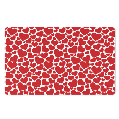 Red And White Heart Pattern Print Polyester Doormat