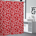Red And White Heart Pattern Print Premium Shower Curtain